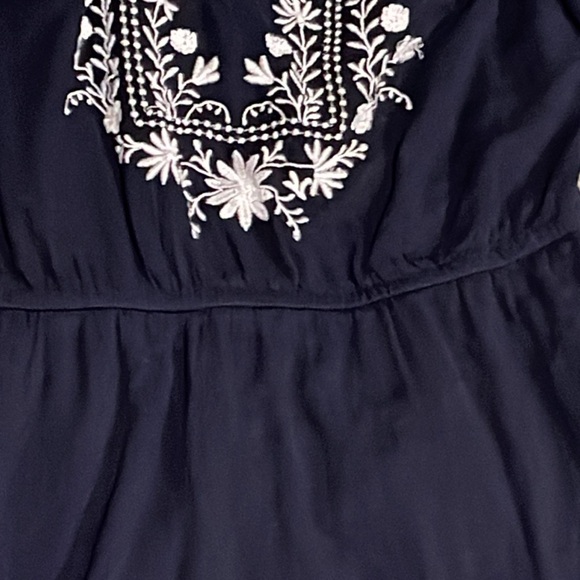 Talbots Embroidered A-Line gauze dress navy PL - Picture 5 of 9